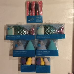 Set of BN 360 Beauty blender sponges in large and mini, mermaid makeup brush
